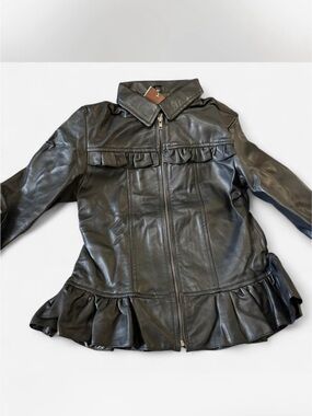 Women’s Black Faux Leather Peplum Zip Jacket